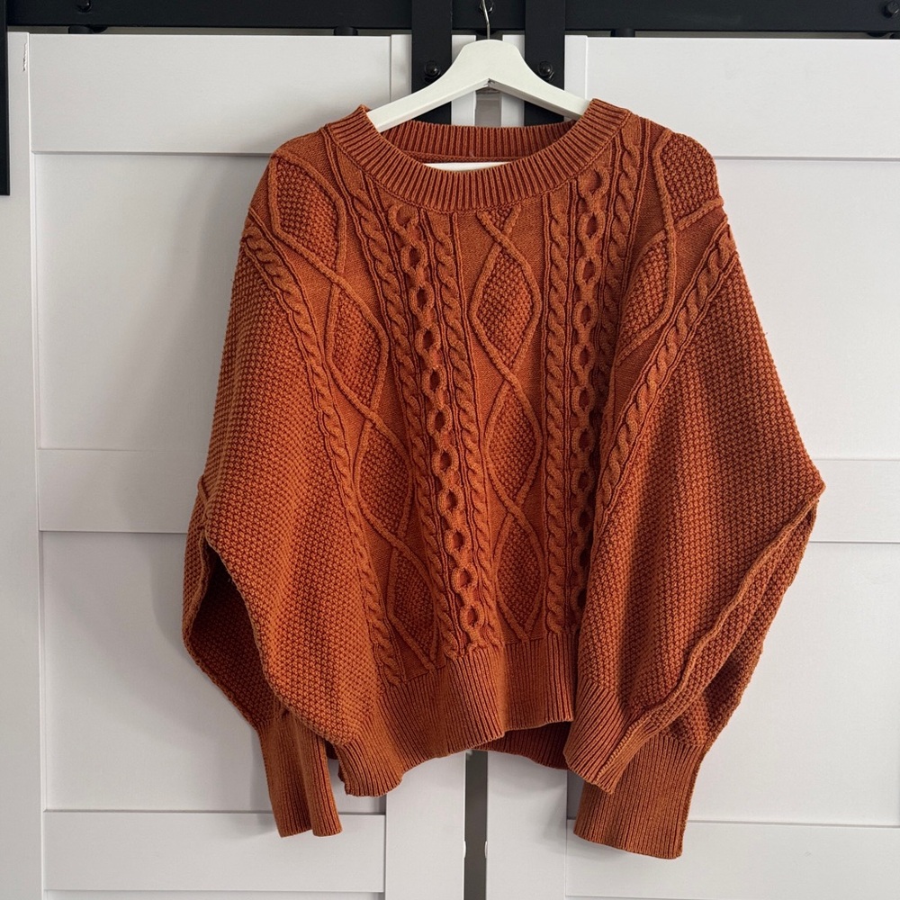 White Birch Cable Knit Sweater - Burnt Orange